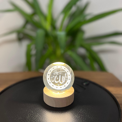 Nurlu Kristal Küre - Ahşap Standlı