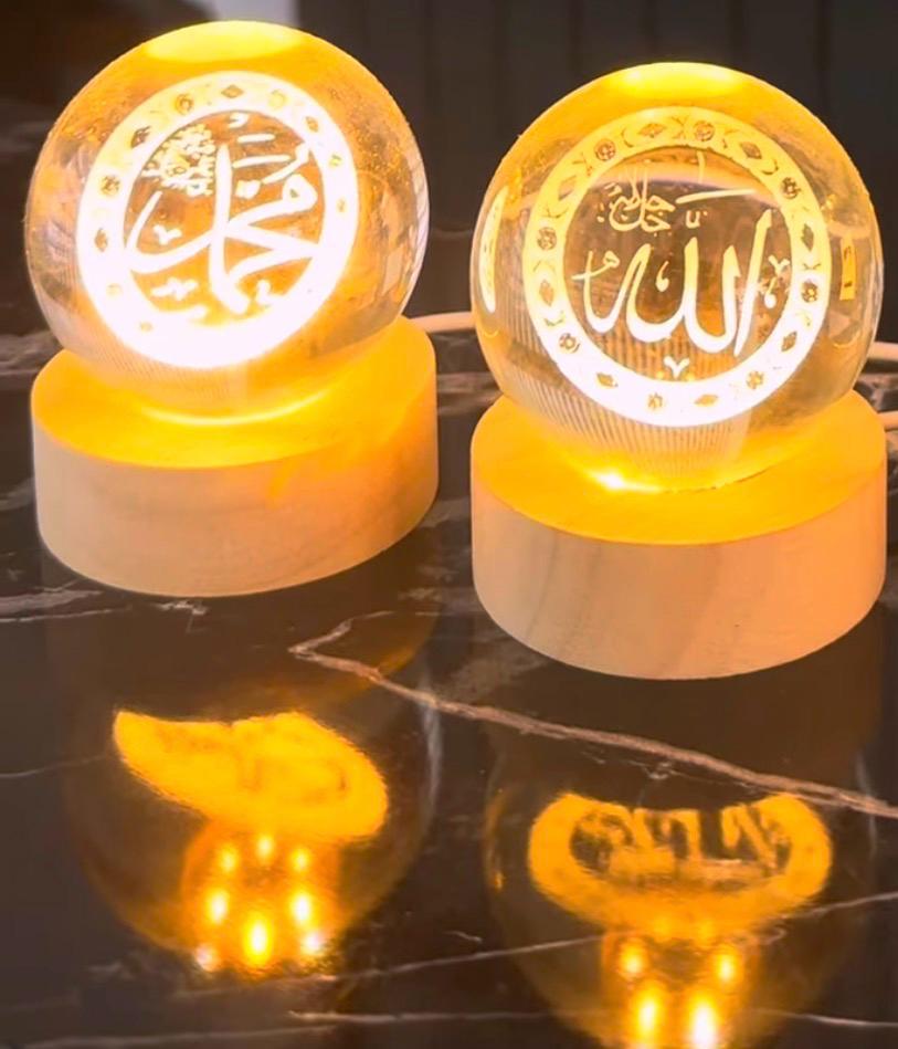 Nurlu Kristal Küre - Ahşap Standlı